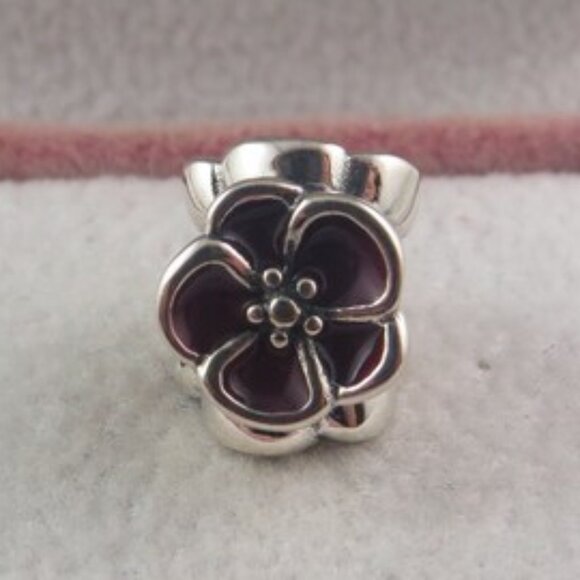 Pandora Flower Charm Rose Charm Dark Red Flower Charm (F25) - Picture 1 of 3